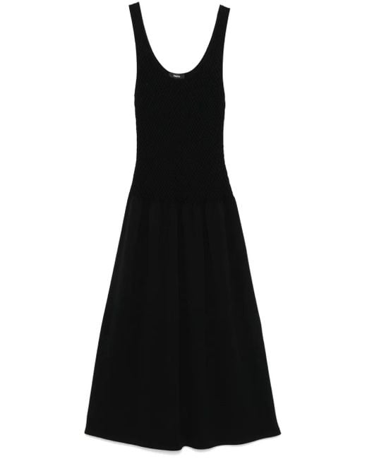 Theory Black Cotton Midi Dress With Wide Neckline