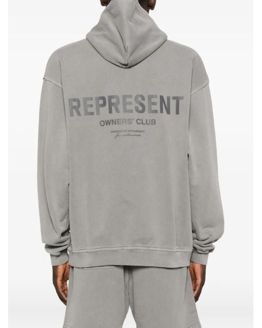 メンズ Represent Logo-print Hoodie Gray