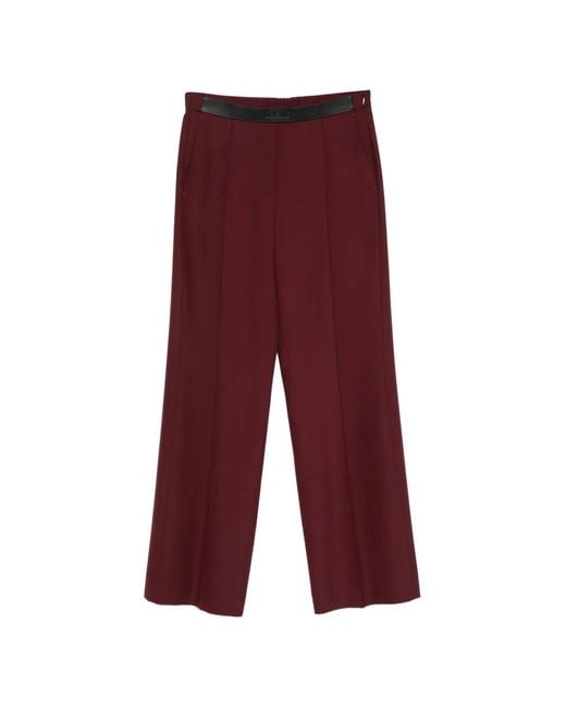 Loewe Red Logo-Waistband Pleated Palazzo Pants