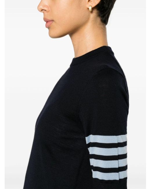 Thom Browne Black 4-bar Stripes Intarsia-knit T-shirt