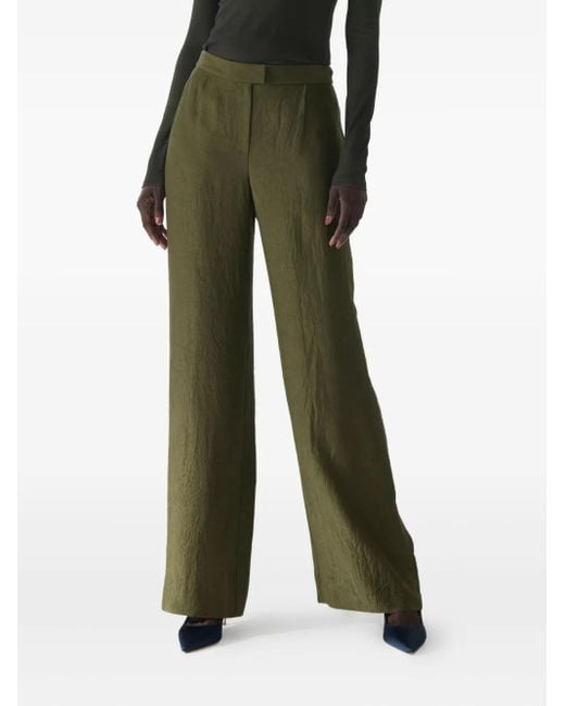 Jason Wu Green Crinkled-Satin Trousers