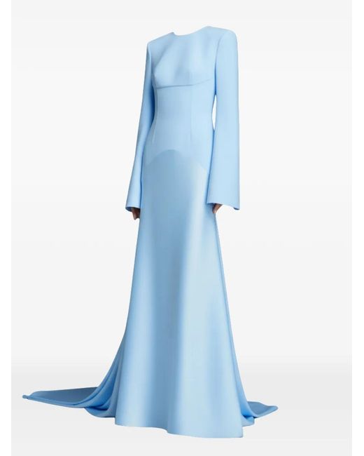 Solace London Blue Claudine Flared-Sleeve Maxi Dress