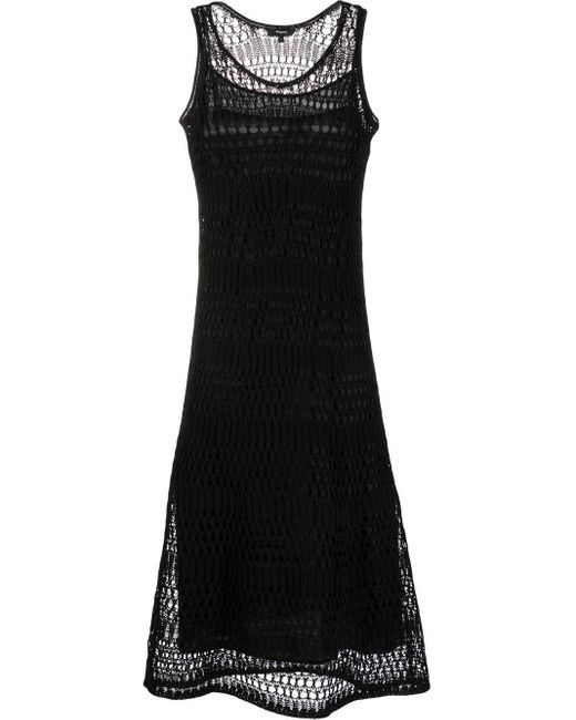 Theory Cotton Crochet-layered Sleeveless Midi Dress in Black - Lyst