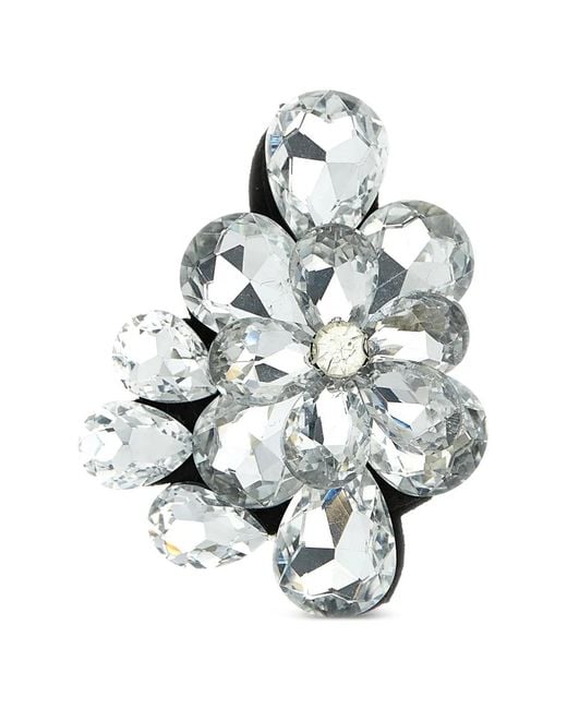 Le twins White Crystal Flower Brooch