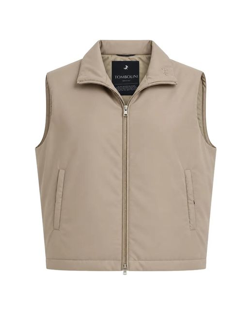 Tombolini Natural Logo-Plaque Zip-Up Gilet for men