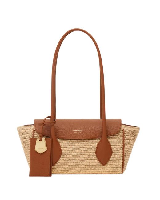 Ferragamo White Kleine East-West Handtasche