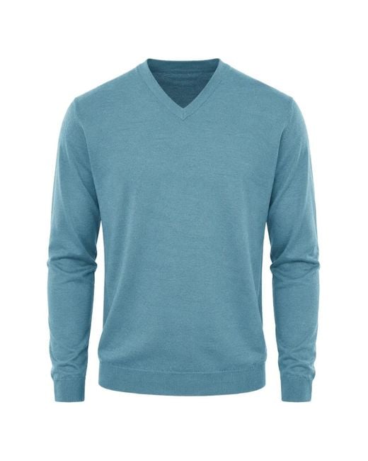 Malo Blue V-Neck Sweater for men