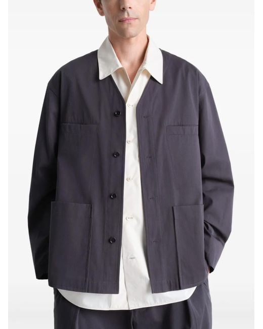 Lemaire Blue Collarless Overshirt for men