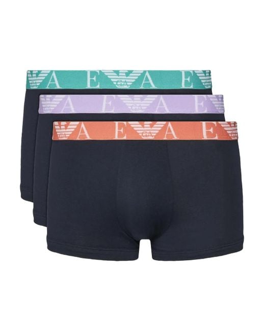 Emporio Armani Set Aus Drei Boxershorts Mit Logo-Bund in Blue für Herren