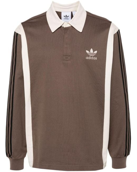 Adidas Brown 3-stripes Cotton Polo Shirt for men
