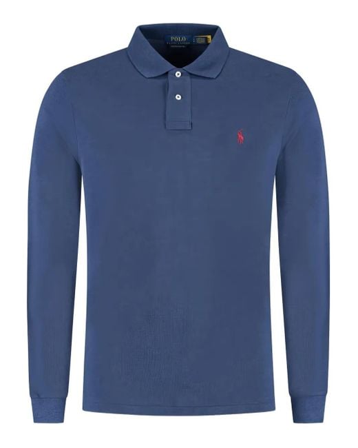 Polo Ralph Lauren Blue Long-Sleeved Polo Shirt for men