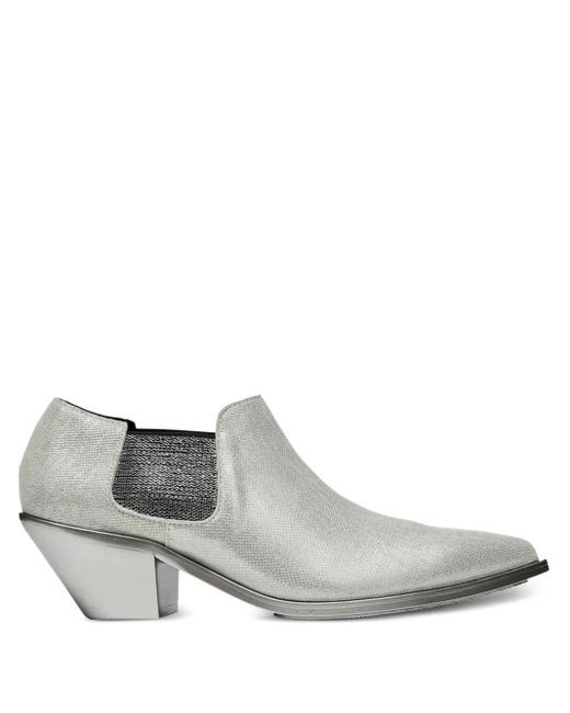 Junya Watanabe Gray Metallic-Effect Pointed-Toe Chelsea Boots