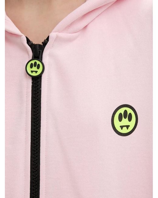 Barrow Pink Logo-Patch Zip-Up Hoodie