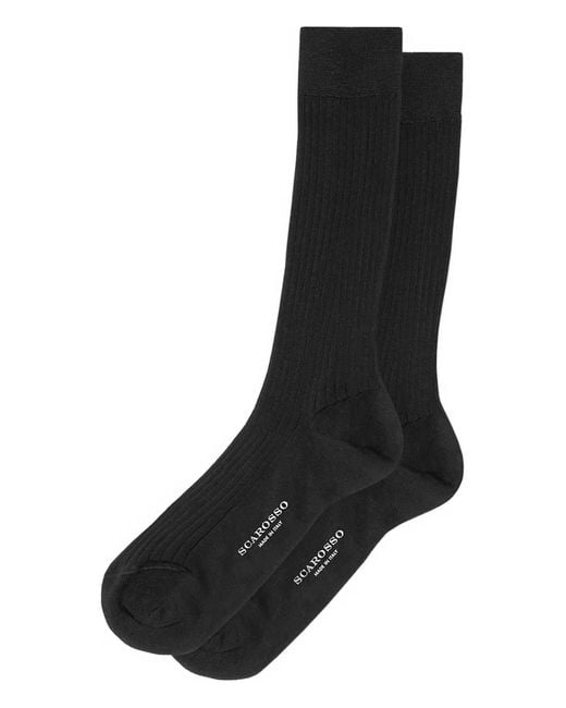 Scarosso Black Ribbed Socks for men