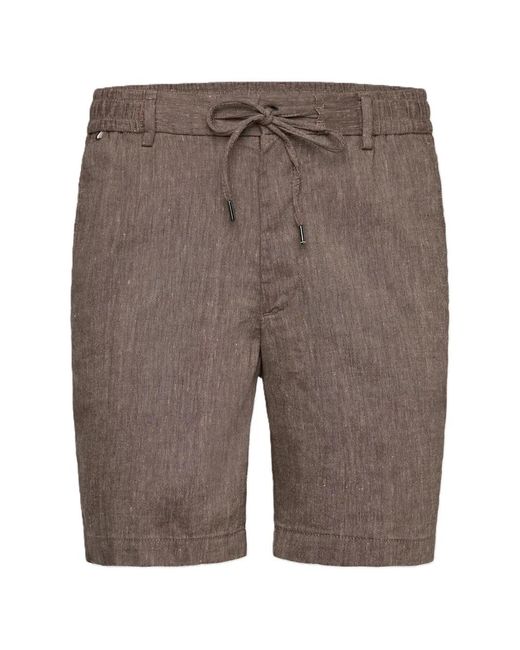 Boss Gray Drawstring-Waist Shorts for men