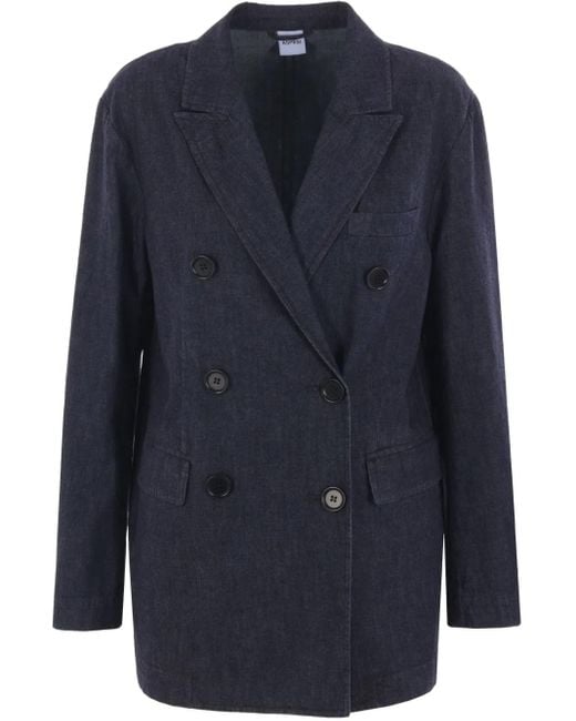 Aspesi Blue Double-Breasted Denim Blazer