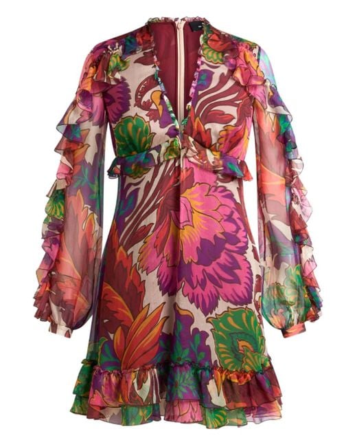 Etro Red Minikleid mit Blumen-Print