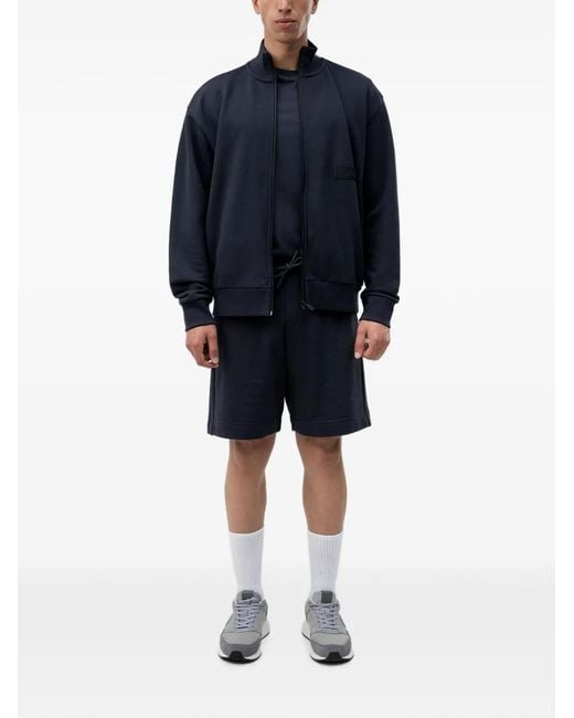 Boss Blue Logo-Patch Zip-Up Sweatshirt for men
