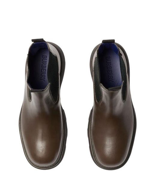 Burberry Black Panelled Leather Ankle Boots for men