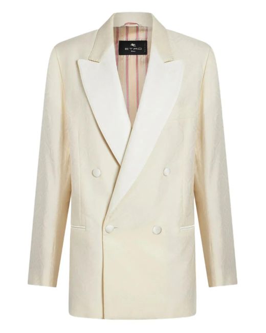 Etro White Double-Breasted Jacquard Blazer