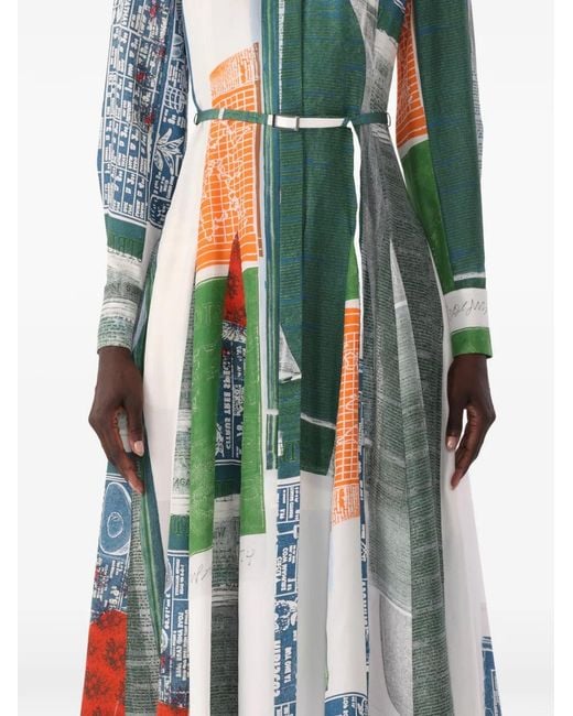 Jason Wu White X Robert Rauschenberg Robe-Chemise Mi-Longue À Plis