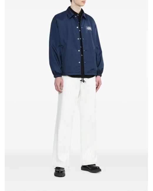 Neighborhood Blue Drawstring Logo-Patch Coach Jacket for men