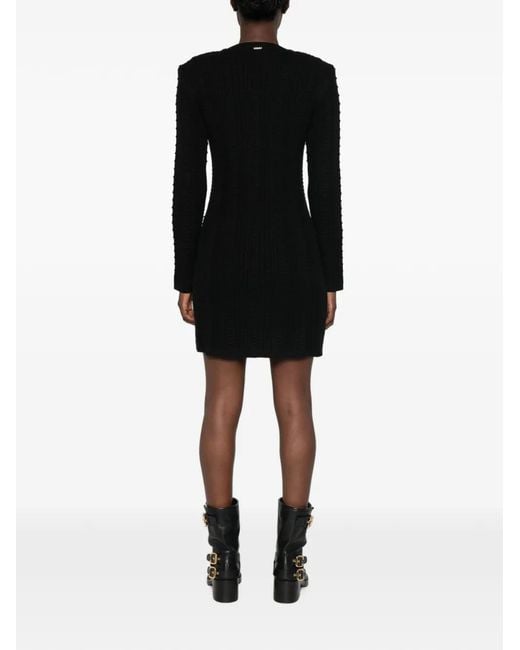 Twinset Black Cable-Knit Button-Front Mini Dress