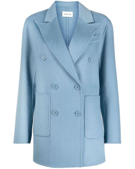 P.A.R.O.S.H. Double-breasted Wool Blazer in het Blue