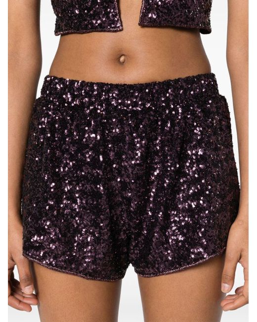 Oseree Black Disco Sequinned Shorts