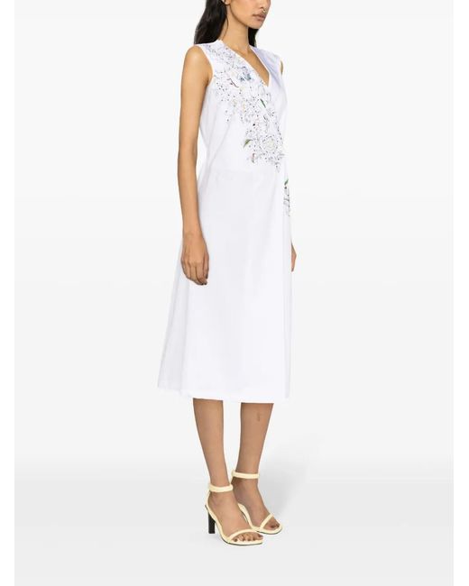 Fabiana Filippi White Embroidered Cotton Wrap Dress