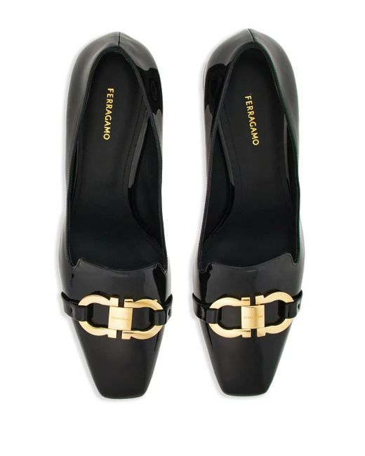 Ferragamo Black Patent Lambskin Pumps