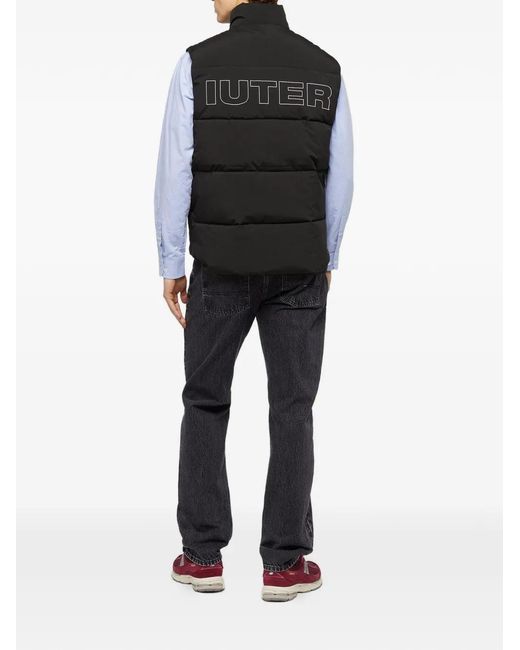 Iuter Black Button-Up Puff Vest for men