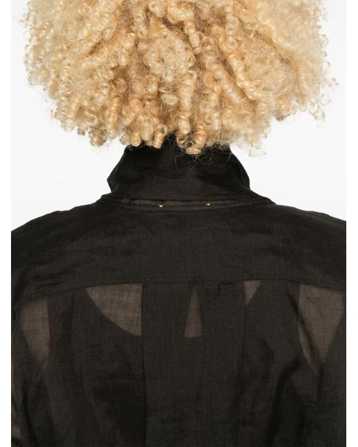 Forte_forte Black Chic Rami' Muslin Crossed Shirt