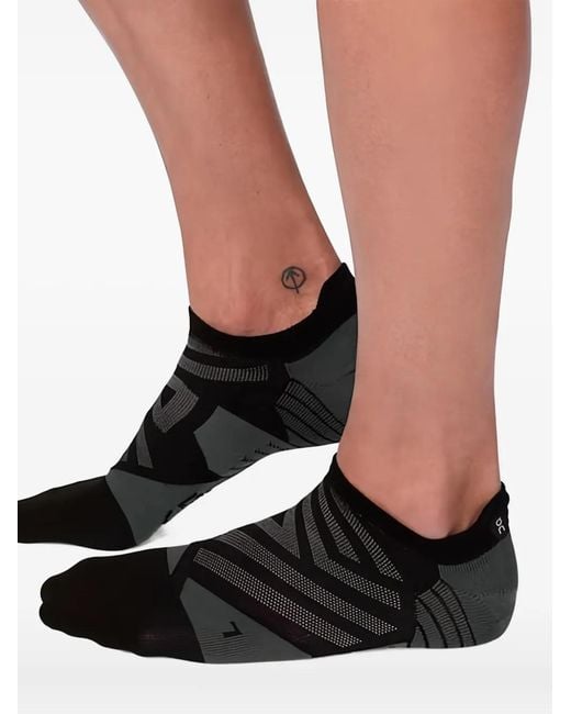 On Shoes Black Geometric-Panel Socks for men