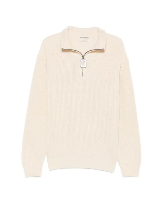 J.W. Anderson Natural Half-Zip Ribbed-Knit Sweater for men