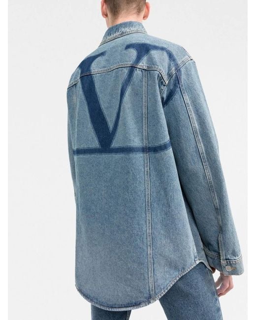 Valentino Garavani Blue Vlogo Signature Denim Shirt for men