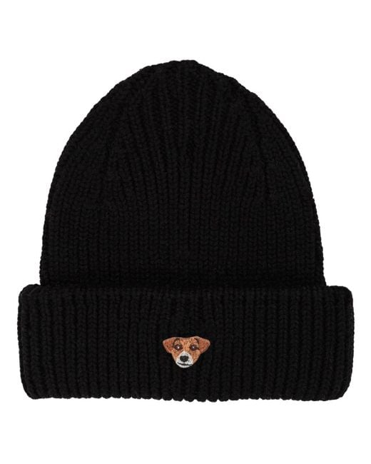 PELO FOUNDATION Black Dog-Appliqué Beanie