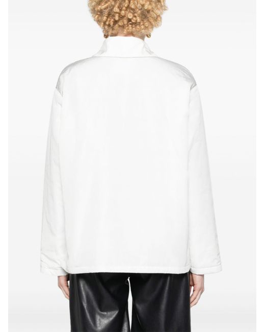 Crinkled padded shirt jacket Fabiana Filippi de color White