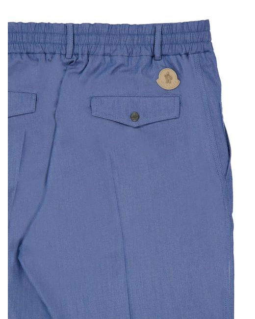 Moncler Blue Logo-Patch Straight-Fit Trousers for men