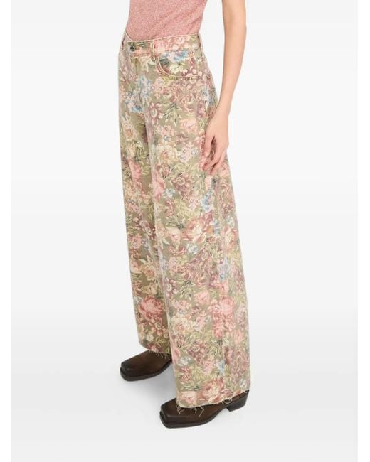 Liu Jo Natural Floral-Print Pants