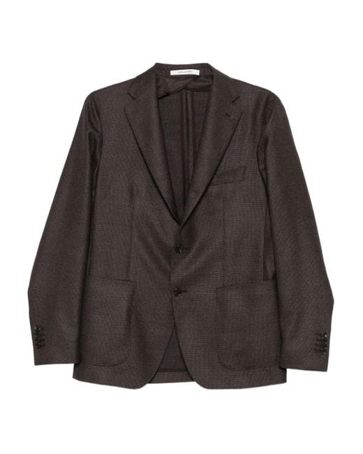 Tagliatore Black Buttoned Patch Pocket Jacket for men