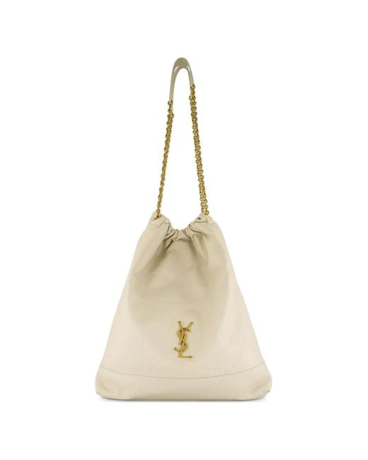 Saint Laurent Natural Jamie Pochon Large Blanc Vintage Leather Bag