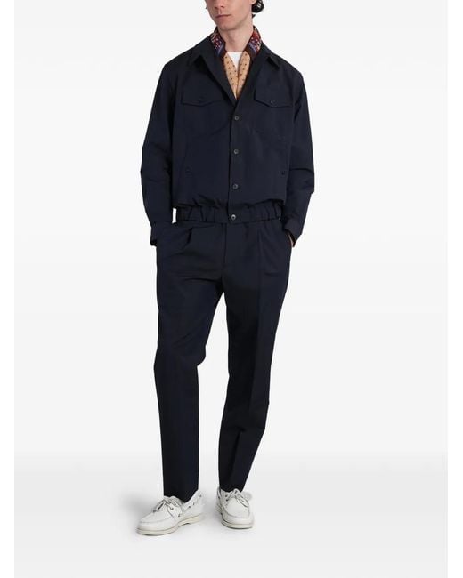 Grayed Blue Elasticated-Hem Jacket for men
