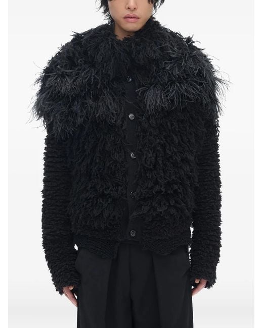 Ann Demeulemeester Here Cropped Knitted Cardigan in Blue for Men