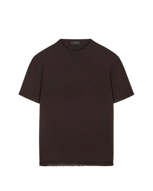 Alanui Black Fringed Knit T-Shirt for men
