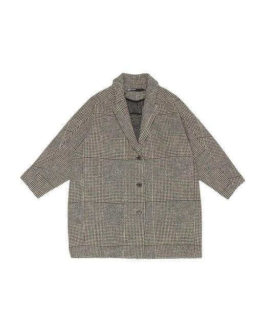 Bimba Y Lola Gray Buttoned Houndstooth Jacket