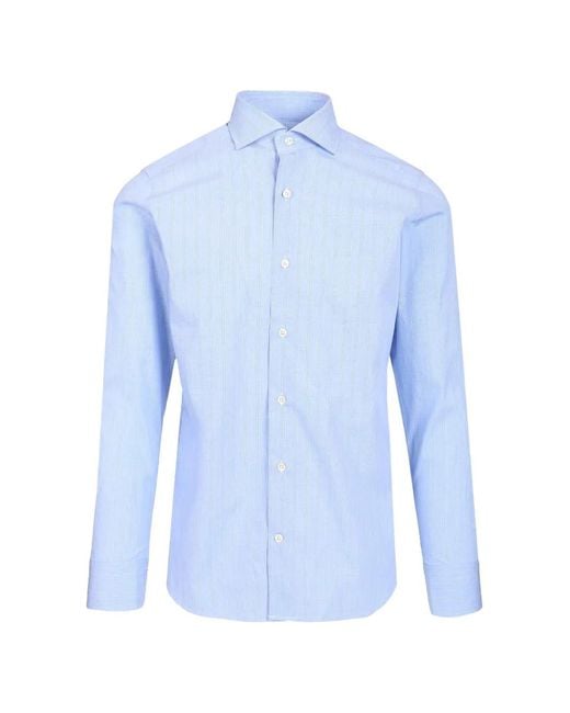 Al Duca D'aosta Blue Striped Cotton Shirt for men