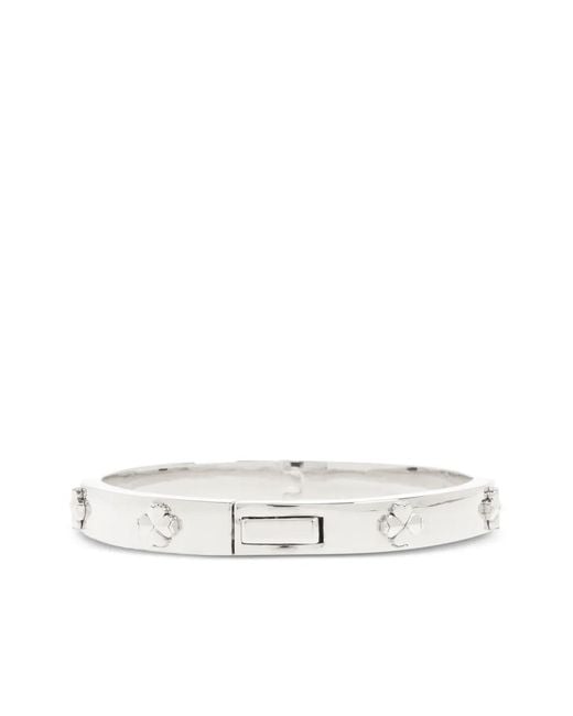 Kate Spade White Clover-Embellished Bangle Bracelet