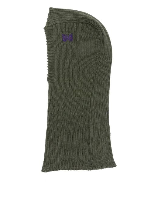 Needles Green Embroidered Wool Balaclava for men