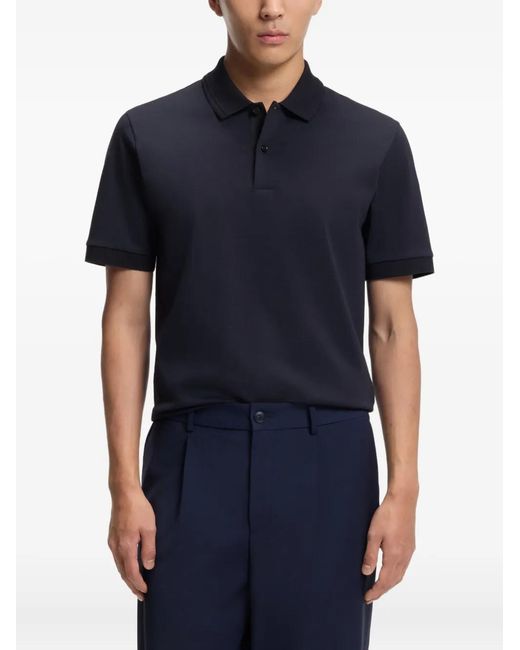 Boss Blue Buttoned Short-Sleeve Polo Shirt for men